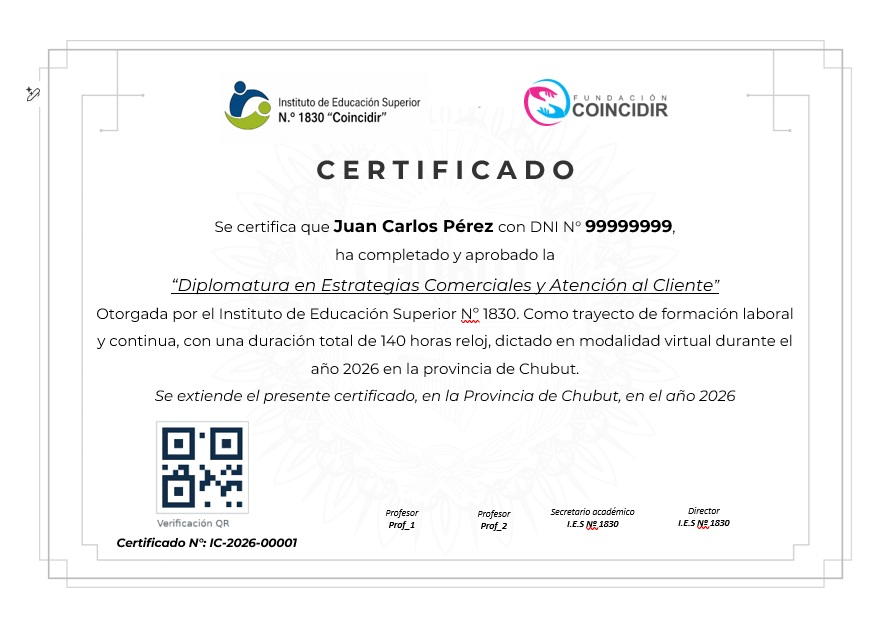 Modelo de certificado de la diplomatura